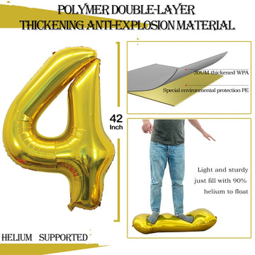 Goer Number 24 Balloons For 24Th Birthday Party Decorations,42 Inch Jumbo Foil Helium 42 Balloons For 42Nd Birthday Party Decoration (Gold)