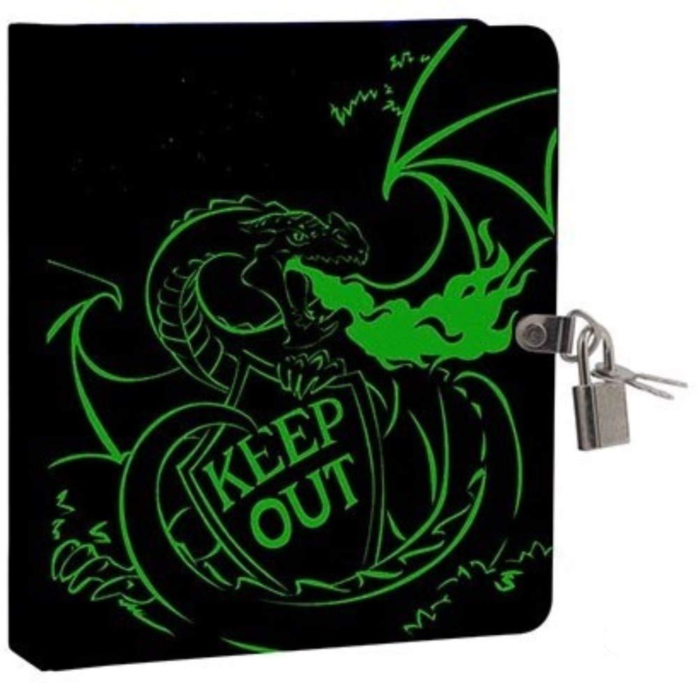 Mollybee Kids Keep Out Glow In The Dark Lock And Key Dragon Diary, 208 Pages, Measures 6.25 Inches By 5.5 Inches