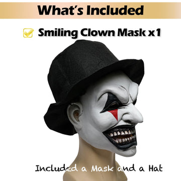 Wellinology Smiling Evil Clown Mask Halloween Scary Mask, Latex Creepy Half Face Elastic Band Realistic Horror Ghost Devil Demon