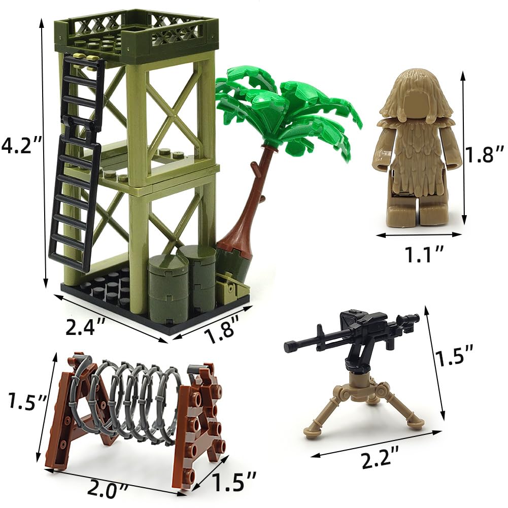 DSPITWOD Military Pack Building Block Toys Army Accessories with Sentry Guard Tower Set Compatible with Mini Figure Brick Toy for Boys Age 6-12 Years