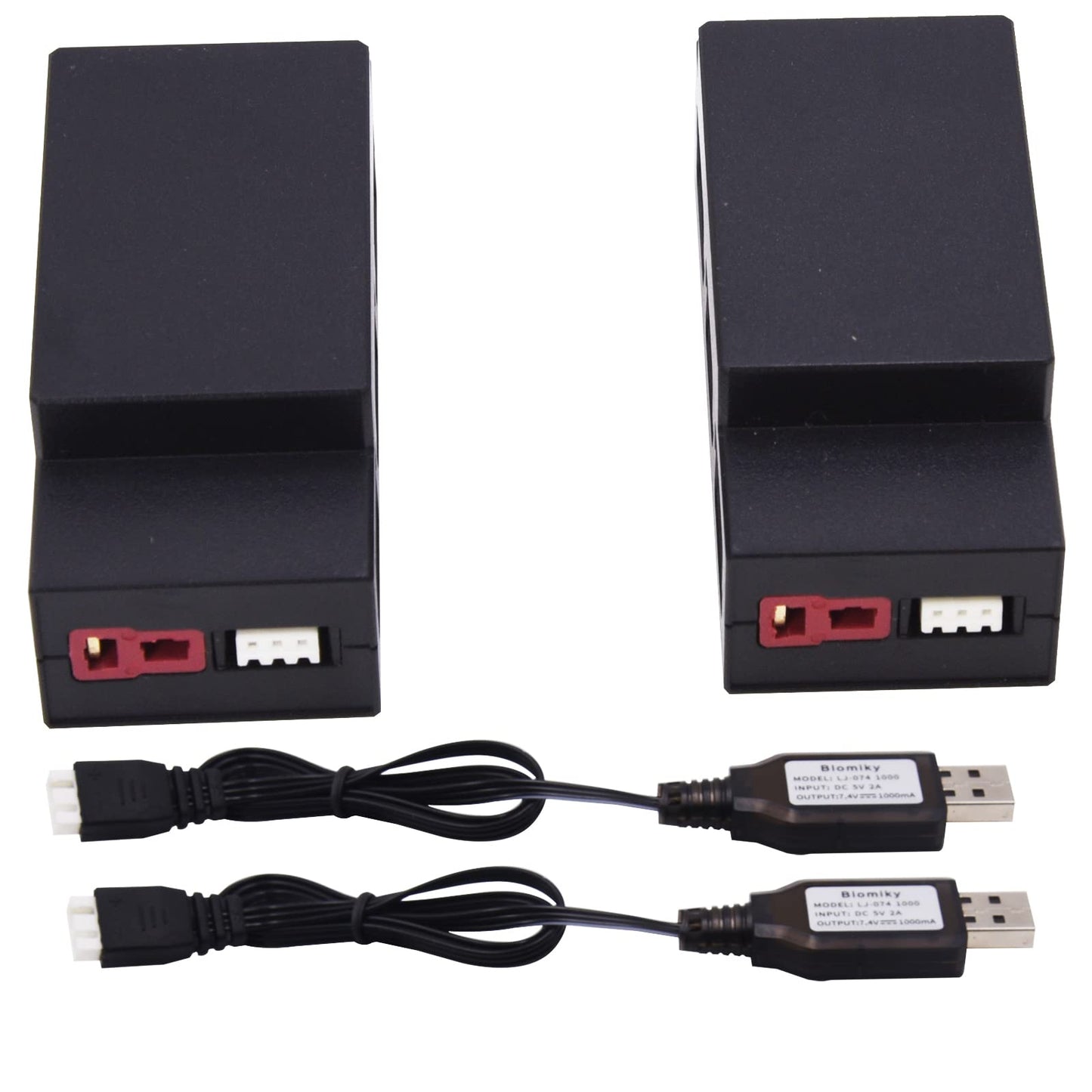 Blomiky 7.4V 2S 1050mAh 7.77Wh Lipo Rechargeable Battery and Charger Cable Replacment for MJX H16 RC Trucks / H16 2S Battery 2