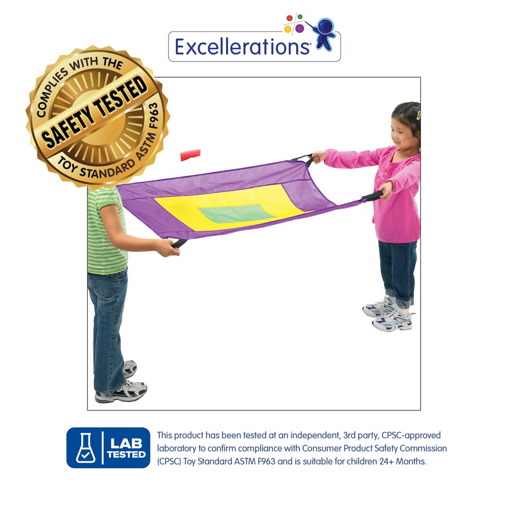 Excellerations Fun Pair-A-Chute - Set Of 2 With Bean Bags, Parachutes, Sports Outdoor Play, Recess, Kids Educational Toy