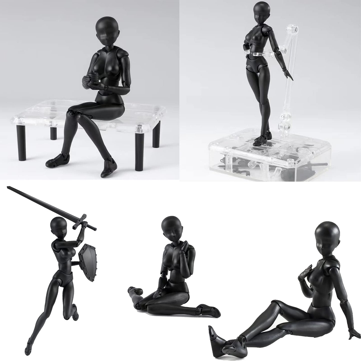 Gnallang Action Figures Pvc Model (Black Color) With Box Drawing Figure Models For Artists(Female+Male)