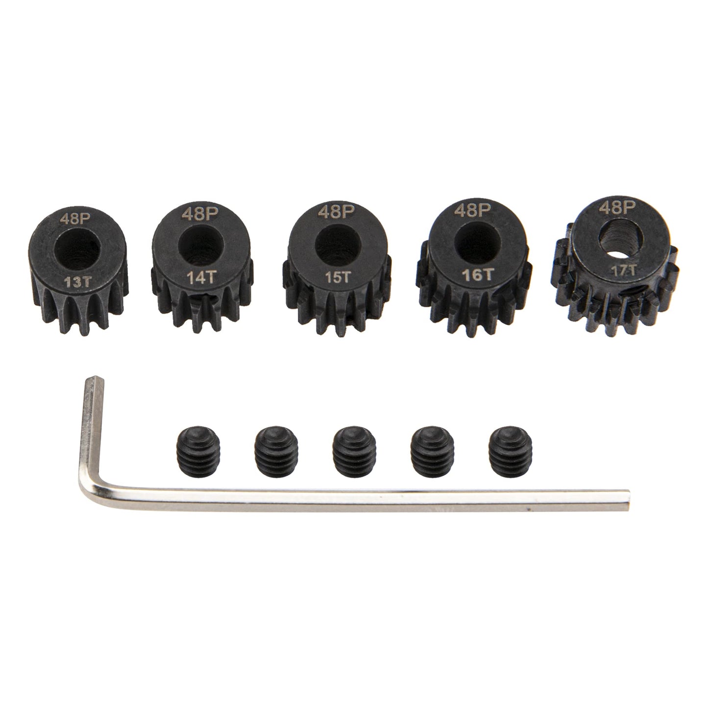 5Pack ShareGoo Steel 48P 3.175mm Pinion Gear Sets 13T 14T 15T 16T 17T fit 3.175mm (1/8-Inch) Shaft Compatible with Arrma HPI Kyo