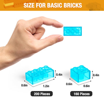 MANNIDOO 360 Pieces Building Bricks, Classic Basic Flats Parts and Pieces - 2x4 Brick x200 and 2x2 Brick x160, Moc Building Bulk