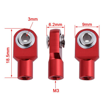 RC Short Rod Ends with Hollow Balls Aluminum Metal for Traxxas RC Cars, Replacement of 2742X (4-Pack) (Red)