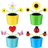 4 Solar Dancing Bee Toy Solar Powered Dancing Sun Flower In Colorful Pots Swinging Daisy Flip Flap Animated Bobblehead Dancer Window Rose Sun Catcher Car Dashboard Decor Portable Suncatchers