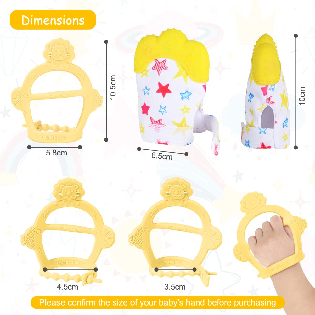 Vicloon Silicone Teething Mitt, 2Pcs Baby Teething Mitten, Baby Teething Toy With Adjustable Strap, Crinkle Sound And Textured, Baby Teething Mitten Self Soothing Baby Chew Toys For 0-6Month Infants