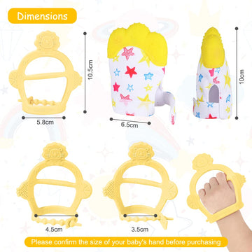 Vicloon Silicone Teething Mitt, 2Pcs Baby Teething Mitten, Baby Teething Toy with Adjustable Strap, Crinkle Sound and Textured,