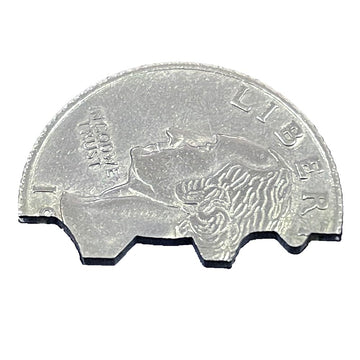 Brilliantmagic Magic Bites Coin Bite Out Dollar Folding Bite Coin Quarter With Replacement Rubber Band - Close Up Coin Magic Tri