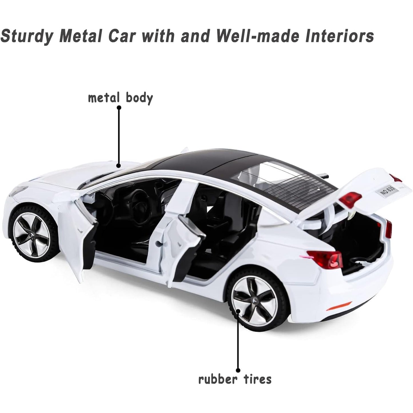 Toy Car Model 3 Diecast Metal Model Cars Pull Back car for Boys and Girls Age 3 - 12 Years Old (White)
