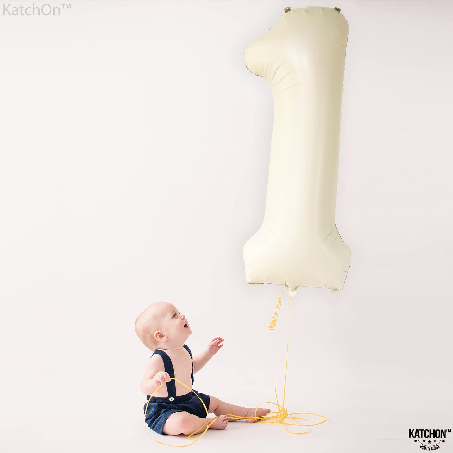 Katchon, Cream Number 1 Balloons For 1St Birthday - Giant 40 Inch | Cream Number One Balloon | Cream One Balloon For First Birthday Decorations | 1 Balloon Number For The Big One Birthday Decorations
