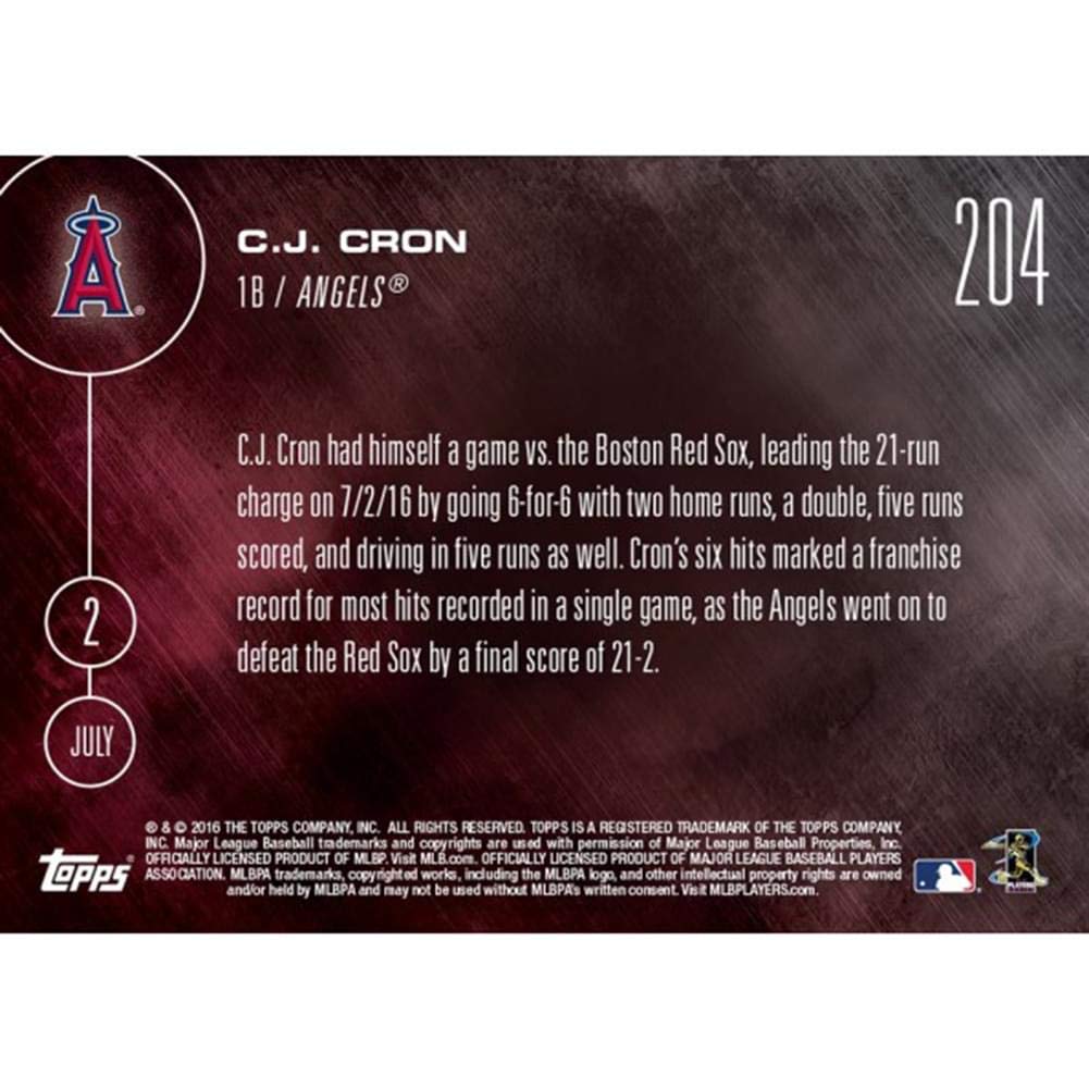 Mlb La Angels C.J. Cron #204 2016 Topps Now Trading Card