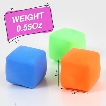 24 Pack Slow Rising Stress Cube , Dough Stress Balls Soft Fidget Squishy Toys for Anxiety Relief, Pull Stretch Classroom Prize P