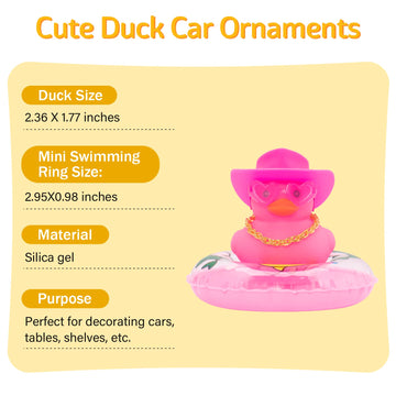 Wonuu Car Accessories Rubber Ducks Dashboard Decorations Rubber Duck Pink Accessories Dashboard Duck Car Decorations Car Ducks For Dashboard Car Duck Car Dashboard Decorations, Heart-Pink&Pinkdolphin