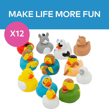 Nativity Rubber Duckies For Christmas - Set Of 12 - Holiday Decor, Toys And Stocking Stuffers For Kids