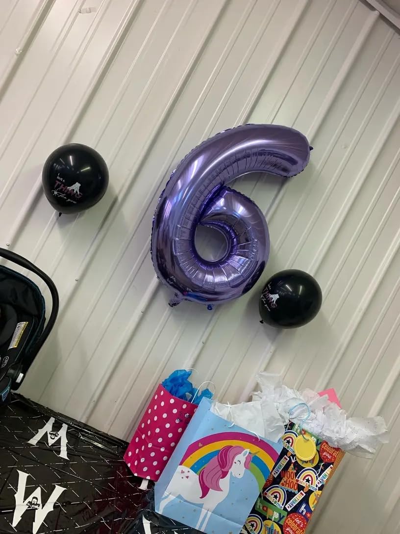 Purple Number 6 Balloon 40 Inch, 6 Balloon Number, 6Th Birthday Decorations, Purple Party Supplies For Boys Girls