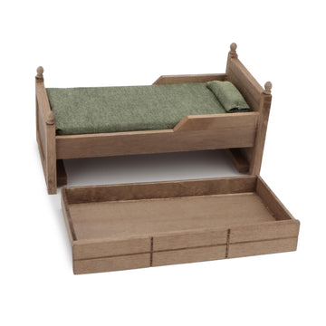 Dollhouse Miniature Bed With Drawer 1:12 Wooden Furniture European Bedroom Bedding Furniture Accessories With Pillow & Mattresse