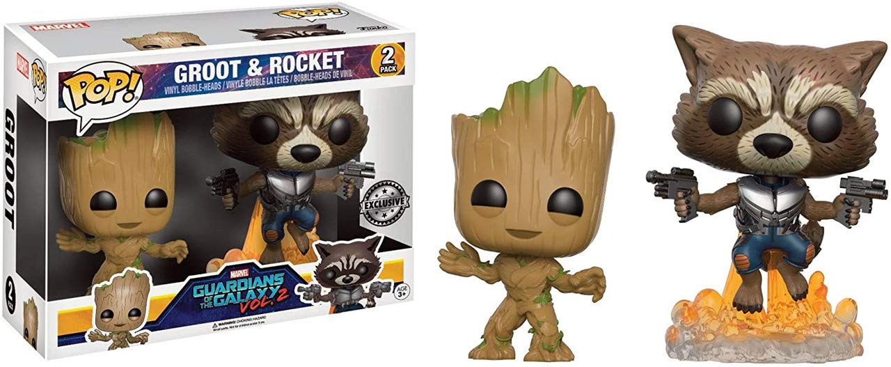 Funko Pop! Groot & Rocket Figure – Guardians of The Galaxy Vol. 2, 3.75 inches, Multicolor, Vinyl, FYE Exclusive, Model 15096