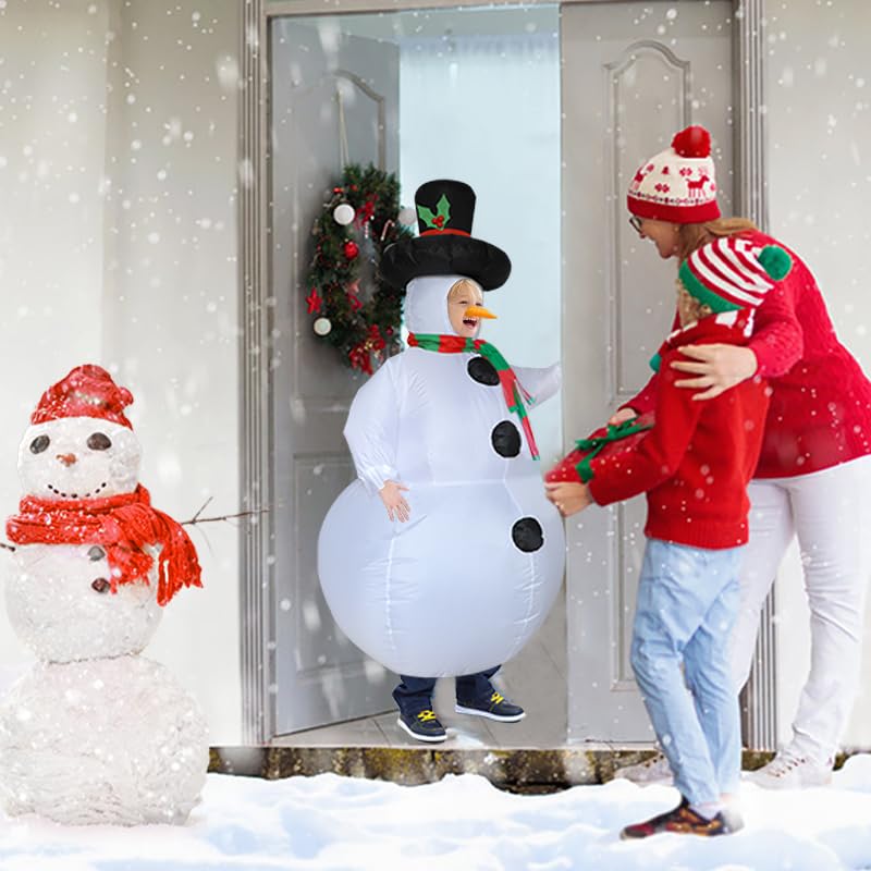 Stegosaurus Inflatable Snowman Costume Christmas Costume Funny Blow Up Snowman Costumes For Cosplay Party (Kid Snowman)