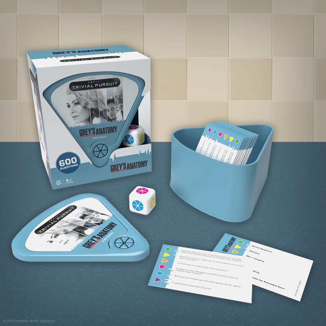 Trivial Pursuit Grey'S Anatomy, Trivia Game From The Hit Hospital Drama Tv Series, 600 Questions & Die In Travel Container, Officially Licensed Grey'S Anatomy Merchandise & Collectible