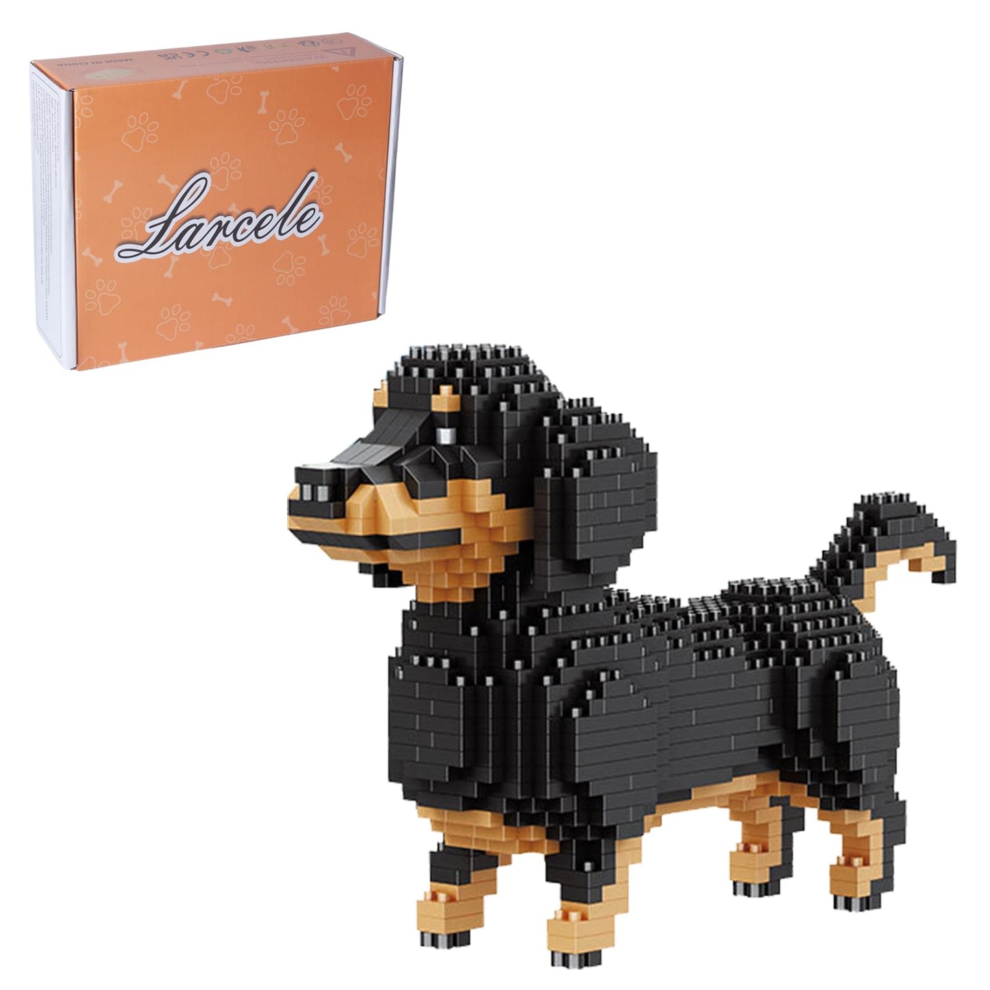 Larcele Micro Building Blocks Animal Set, Diy Mini 3D Building Toy Bricks,836 Pieces Kljm-05(Dachshund)
