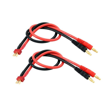 2PCS T Plug to 4mm Banana Plugs Deans Style Connector RC Battery Balance Charge Cable Adapter Connectors for RC Helicopter Quadc
