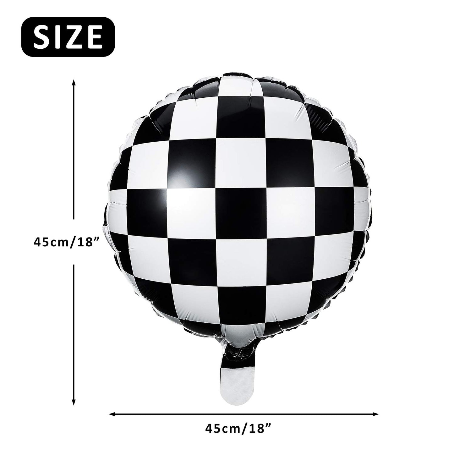 Checkerboard Balloon Aluminum Foil Balloon Black White Checkered Balloon For Racing Themed Party Decoration Supply, 18 Inches (24)