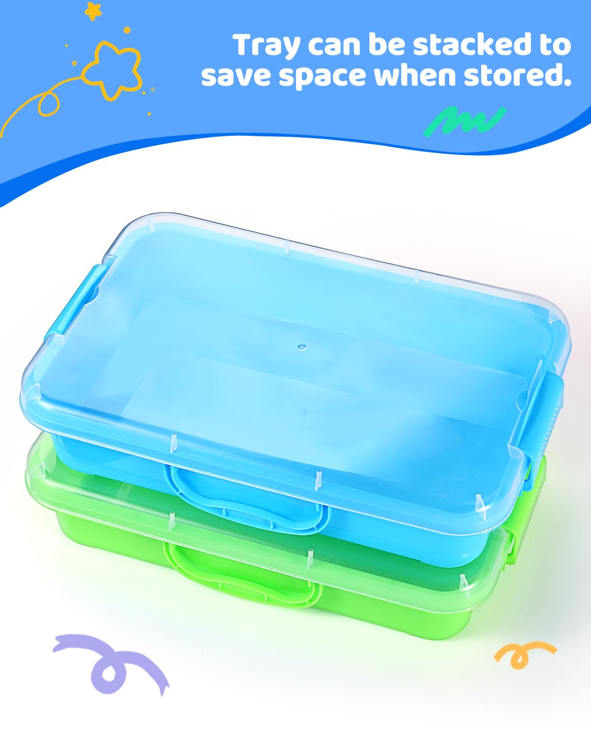 2 Pcs Sand Tray Sensory Bin With Lid And Handle, Portable Sensory Sandbox Container For Kids, Plastic Activity Tray For Toddlers