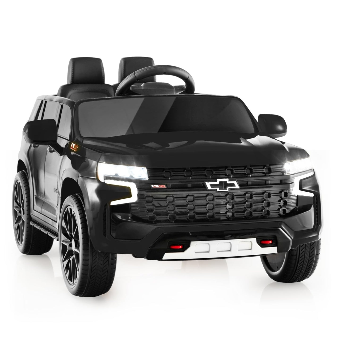 Honey Joy Ride On Truck, 12V Licensed Chevrolet Tahoe, Chevy Electric Vehicle For Kids, Soft Start, Music, Lights, Battery Powered Ride On Car Toy With Remote Control, Gift For Boys Girls (Black)