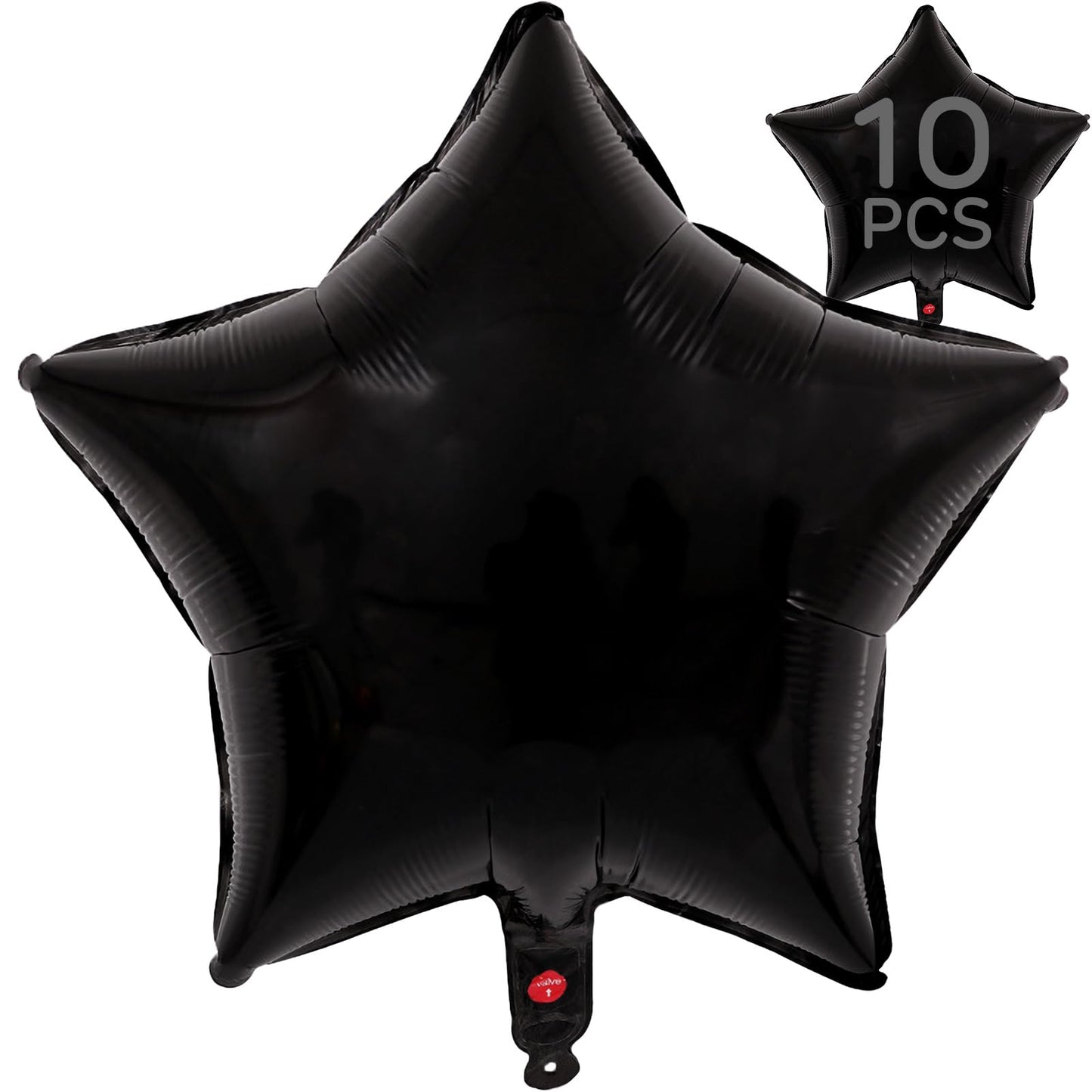 Black Star Balloons 18 Inch, 10 Pcs Black Star Shaped Mylar Helium Foil Metallic Balloon For Birthday Party Decorations Baby Sho