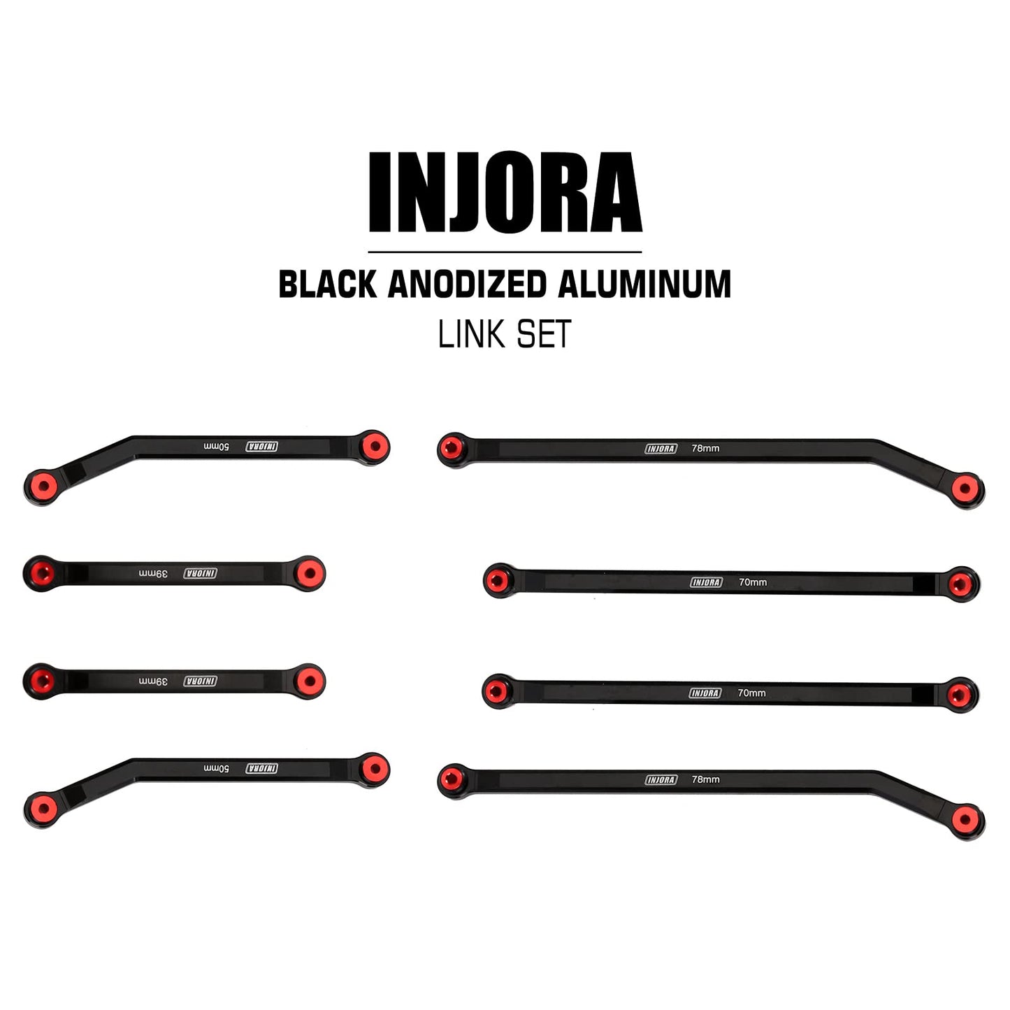 INJORA High Clearance Front 4 Links Set for SCX24 Gladiator Dodge Power Wagon 1/24 RC Crawler Car Axial, 8PCS (Black)