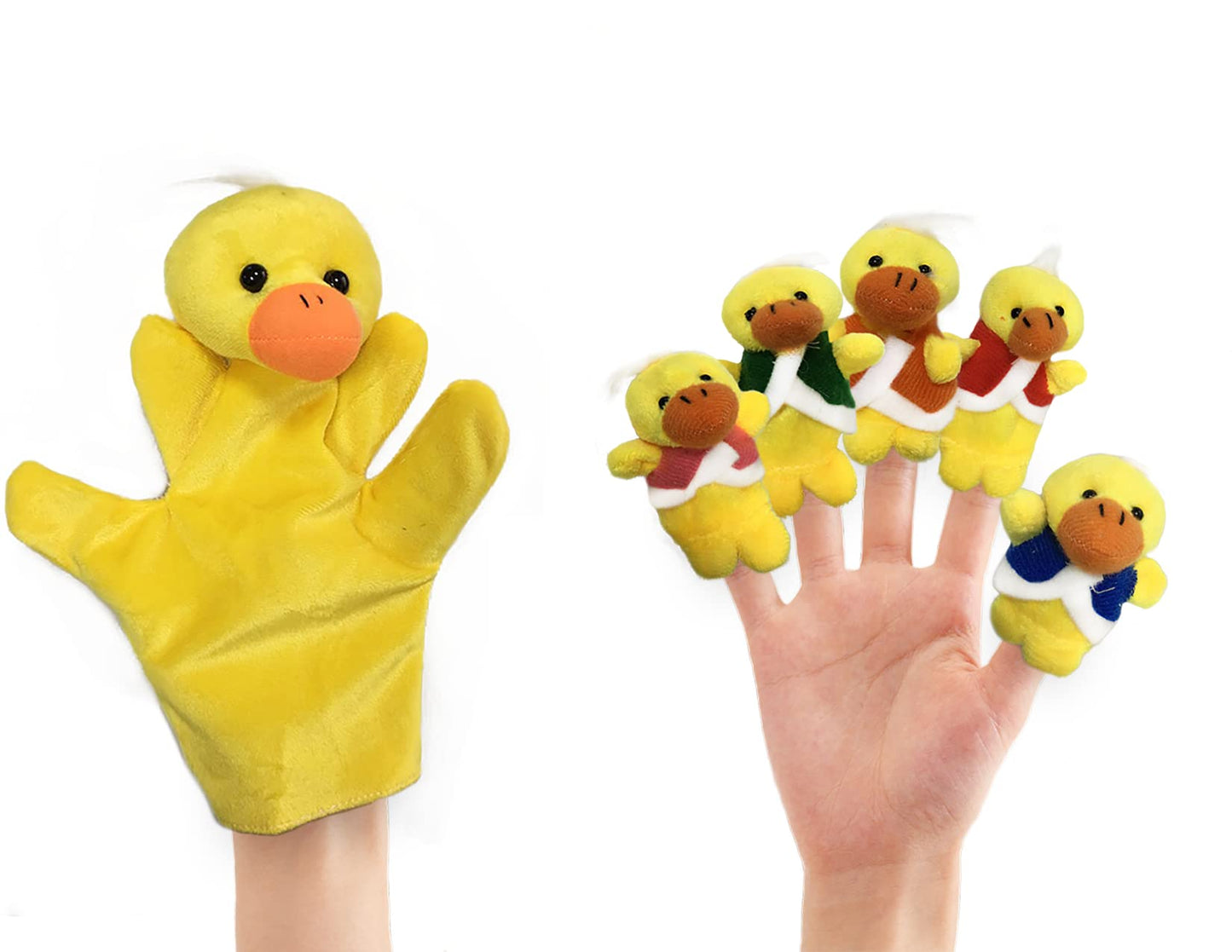 Riy 12Pcs Plush Monkeys Ducks Finger Puppets Set For Toddlers With Animals Hand Puppets