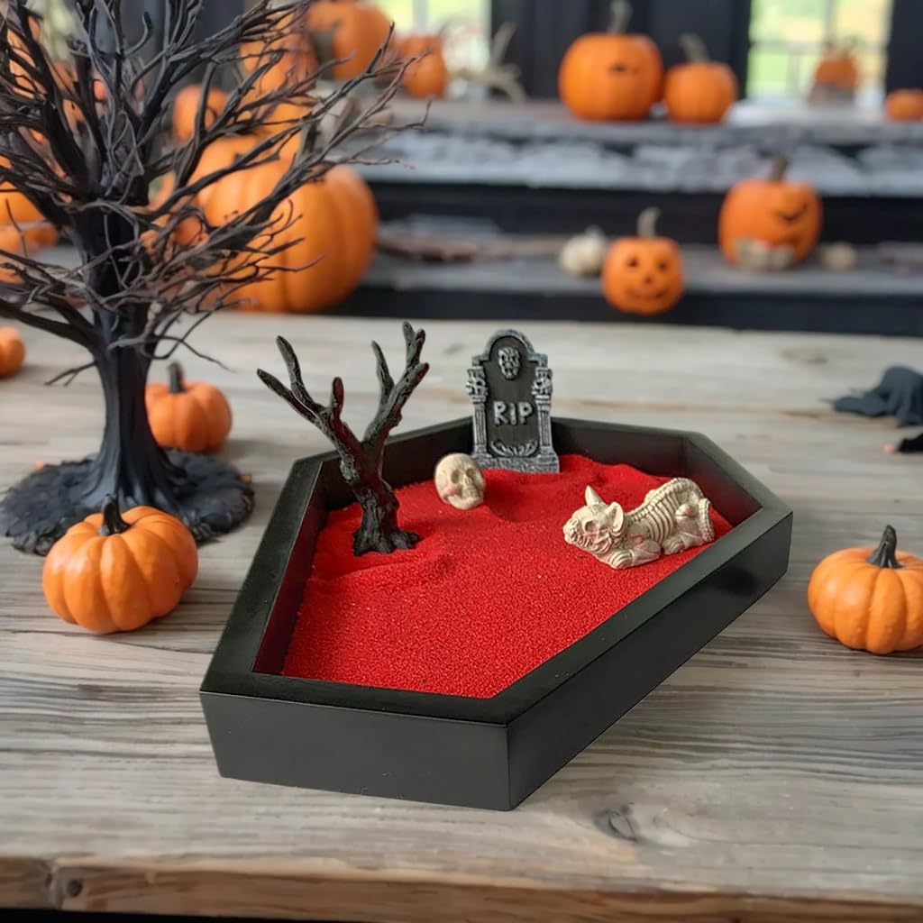 WSHWXY Mini Zen Garden Kit - Gothic Desk Decor, 7"x8.7"x1", Resin