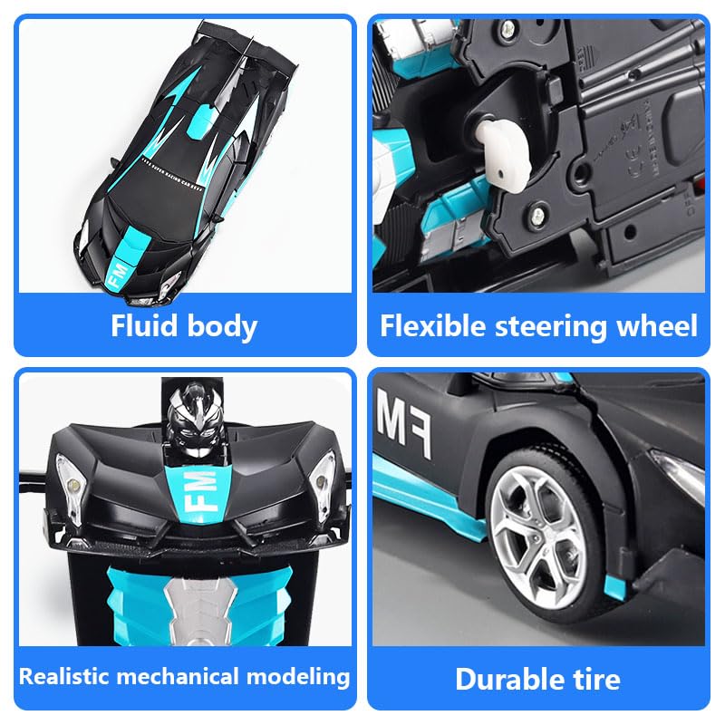 Remote Control Car Deformation Car, 1:18 Scale One Button Deformation to Robot, 2.4Ghz Remote Control 360 Rotation and One-Butto