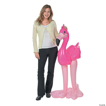 Fun Express Inflatable Pink Flamingo - 4.5 Feet Tall Vinyl Pool Decor #16/1197/OT
