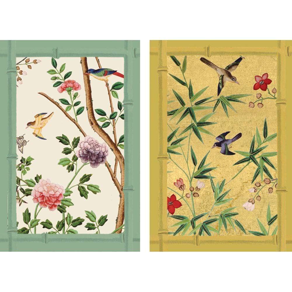 Caspari Chinese Wallpaper Playing Cards In Blue - 2 Decks Included