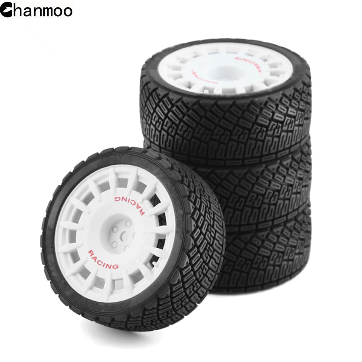 Chanmoo 1/10 Rc Rally Car Tires On Road Tyres 12Mm Hex Plastic Wheels Rims Compatible With 1/10 Scale Racing Car Tamiya Tt01 Tt0