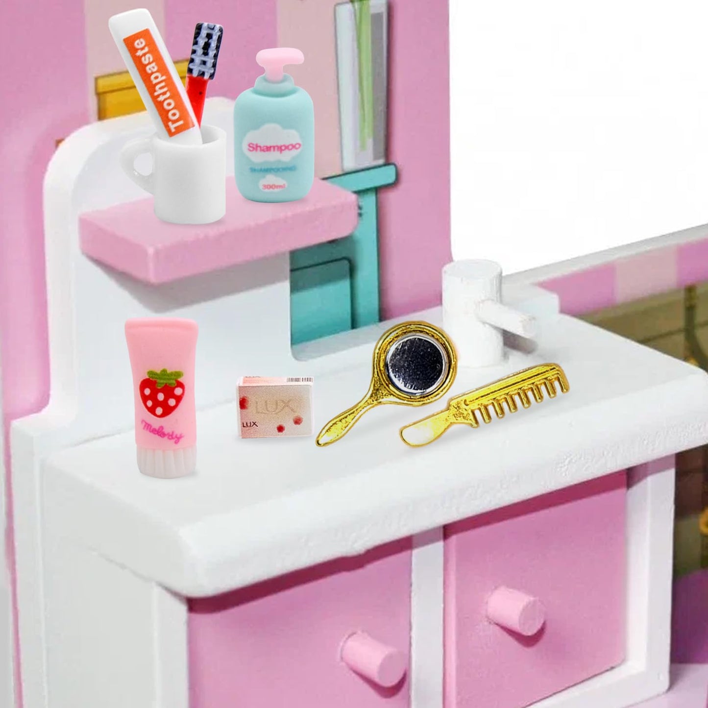 15 Pcs Mini Bath Accessories For Dollhouse Decoration, Miniature Toothpaste Toothbrush Bath Sponge Duck