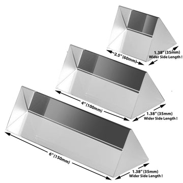 Amlong Crystal 2.5 Inch, 4 inch, 6 inch Optical Glass Triangular Prism for Teaching Light Spectrum Physics and Photo Photography