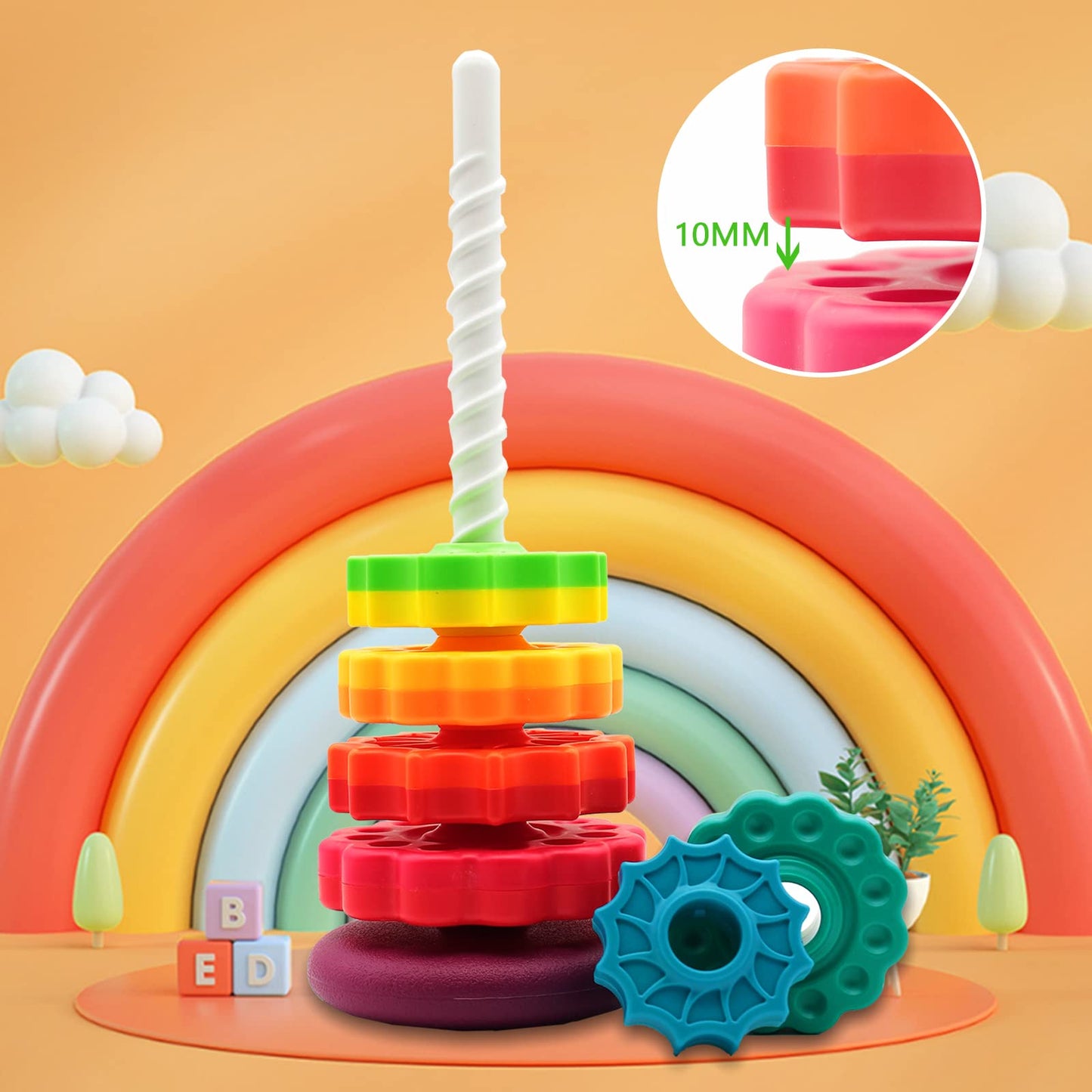 Lbaibb (1 Pcs) Spinning Stacking Toys,Spin Toys Abs Plastic And Color Rainbow Design,Focus On Children Educational And Interactive Learning'S Stack Toys, Suitable For Gifts For Boys And Girls