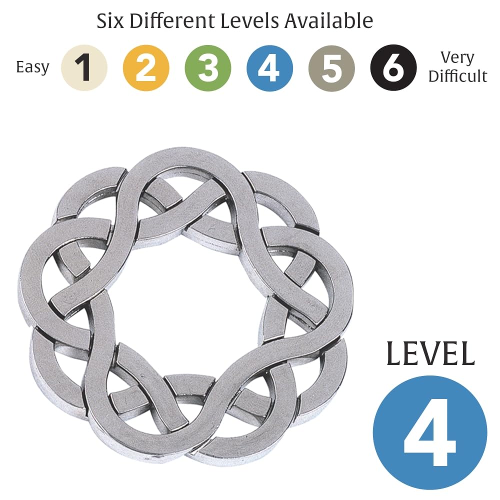 BePuzzled Coaster Hanayama Metal Brainteaser Puzzle, Mensa Rated Level 4, Chrome, Ages 12+ - Model 30844