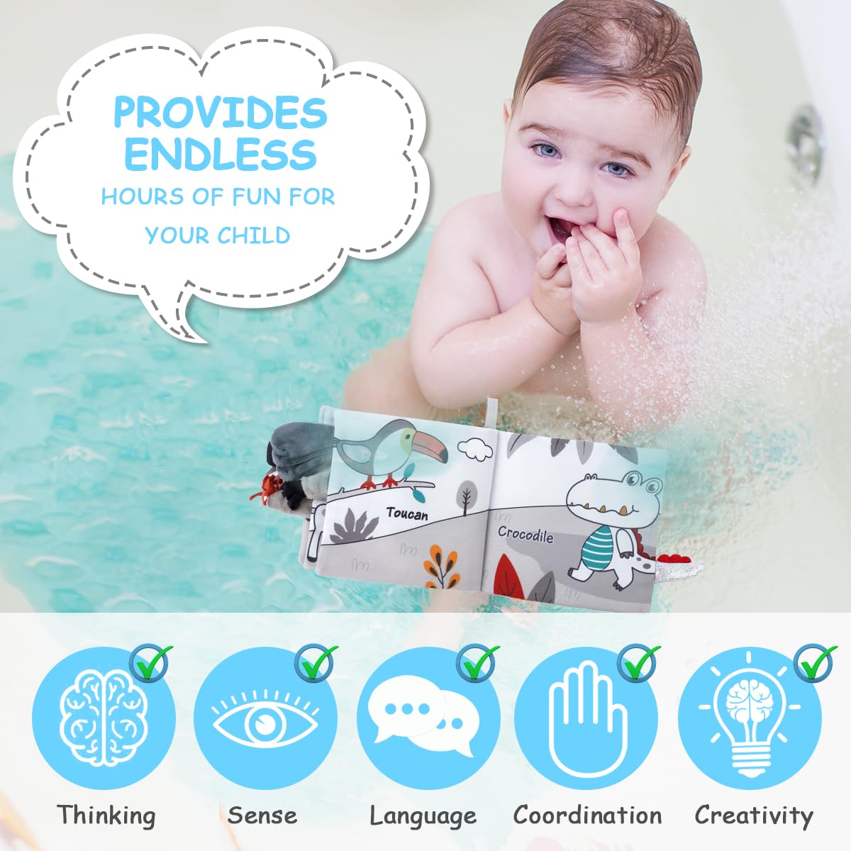 Vicloon Cloth Books, 3D Touch Feel High Contrast Cloth Book, Baby Books Toys For Baby 0-12 Months, Soft Baby Books Touch And Fee
