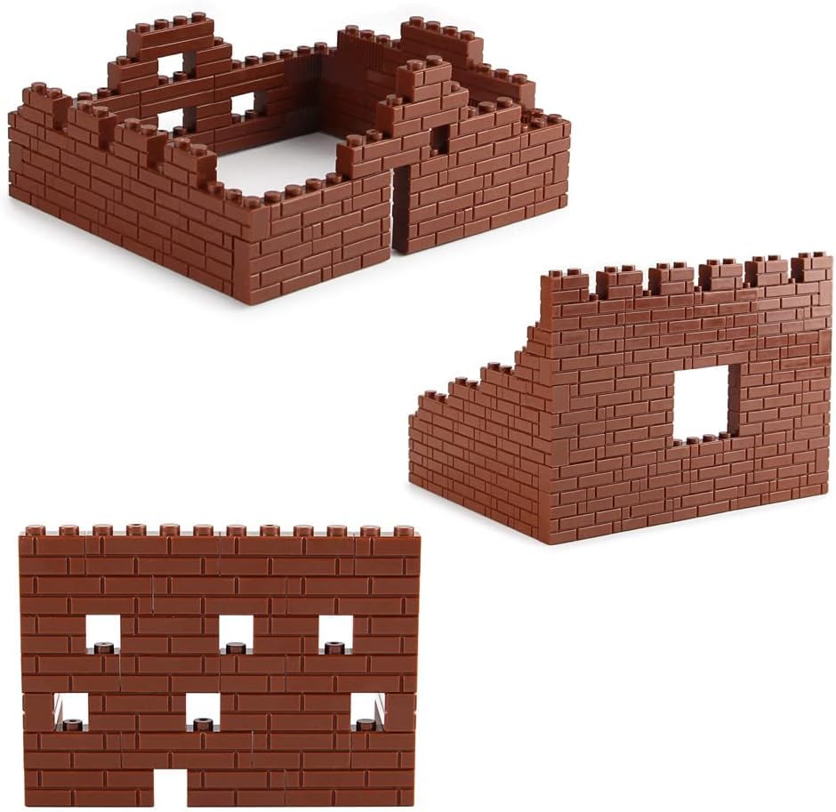 Yujhitp 200 Pcs Brown 1X2 Masonry Profile Bricks, Classic Brown Building Wall Bricks Blocks Bulk, Compatible With Lego Parts And