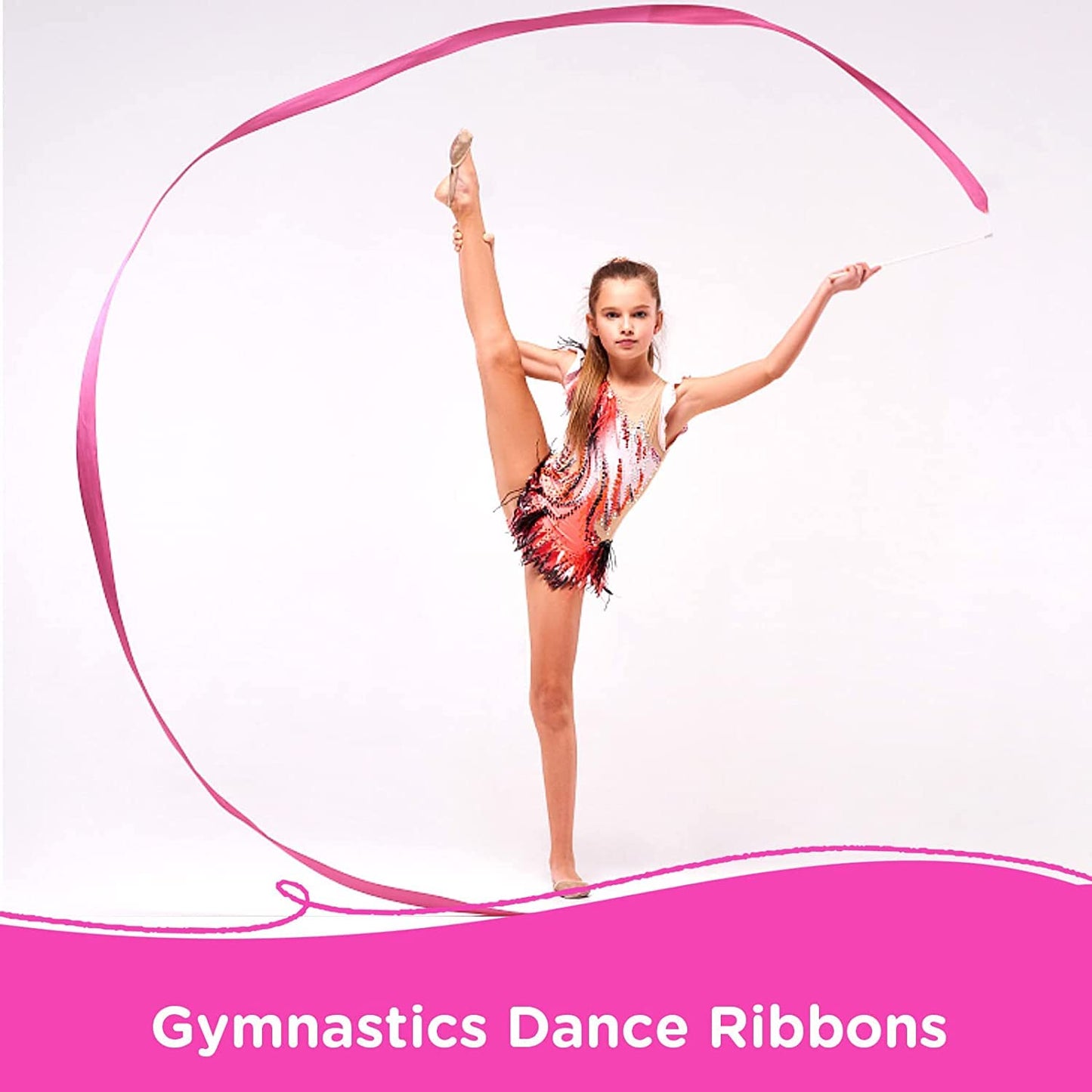 Hiunicorn 12Pcs Red Dance Ribbons For 4Th Of July Accessories, Party Favors For Girls Rhythmic Gymnastics Ballerina Birthday Party Streamers Decoration, Kids Circus Carnival Ribbon Dancer Wands