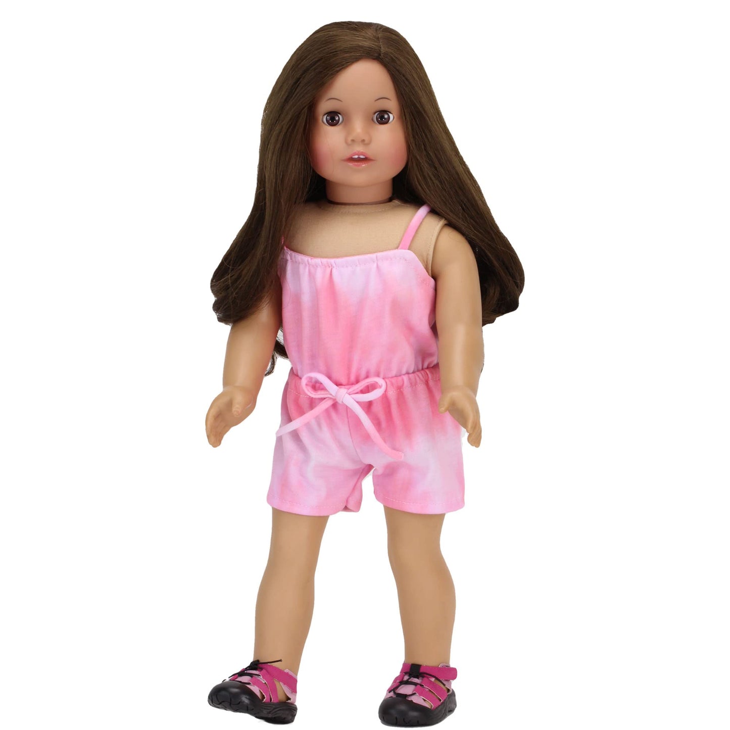 Sophia'S 18' Doll Pink Tie Dye Romper With Cinched Waist