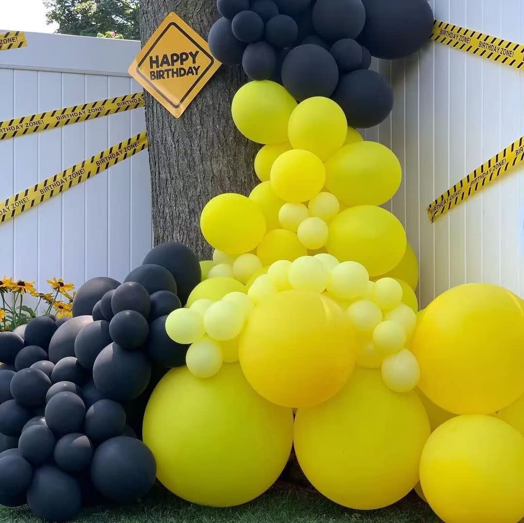 Black And Yellow Balloon Arch Kit, 100Pcs Black And Yellow Balloon Garland Kit, Black And Yellow Balloons Different Sizes 18/12/10/5 Inch For Baby Shower Birthday Bee Bumblebee Themed Party Decoration