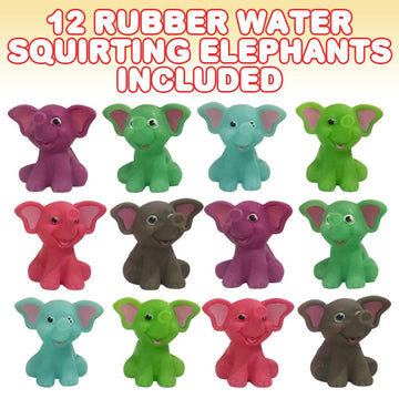 Artcreativity Rubber Water Squirting Elephants, Pack Of 12, Bathtub And Pool Toys For Kids, Safe And Durable Water Squirters, Bi