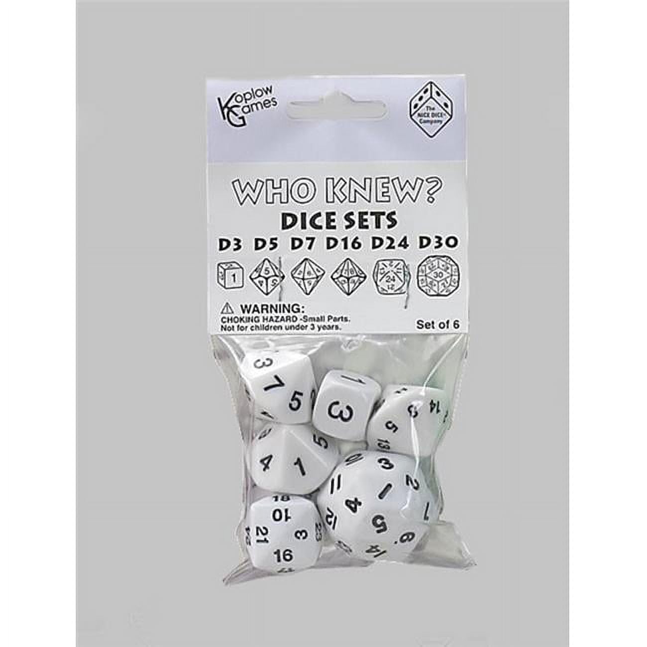 Koplow Games White Special Who Knew 6 Dice Set