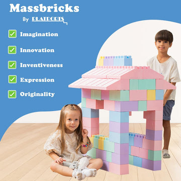 Giant Plastic Blocks Jumbo, Big Blocks, Jumbo Blocks, Big Building Blocks Jumbo, Giant Blocks, Huge Blocks, Jumbo Building Blocks, 86 Pieces Large Blocks For Kids Ages 1 To 8 86 Pcs Pastel With Wheels